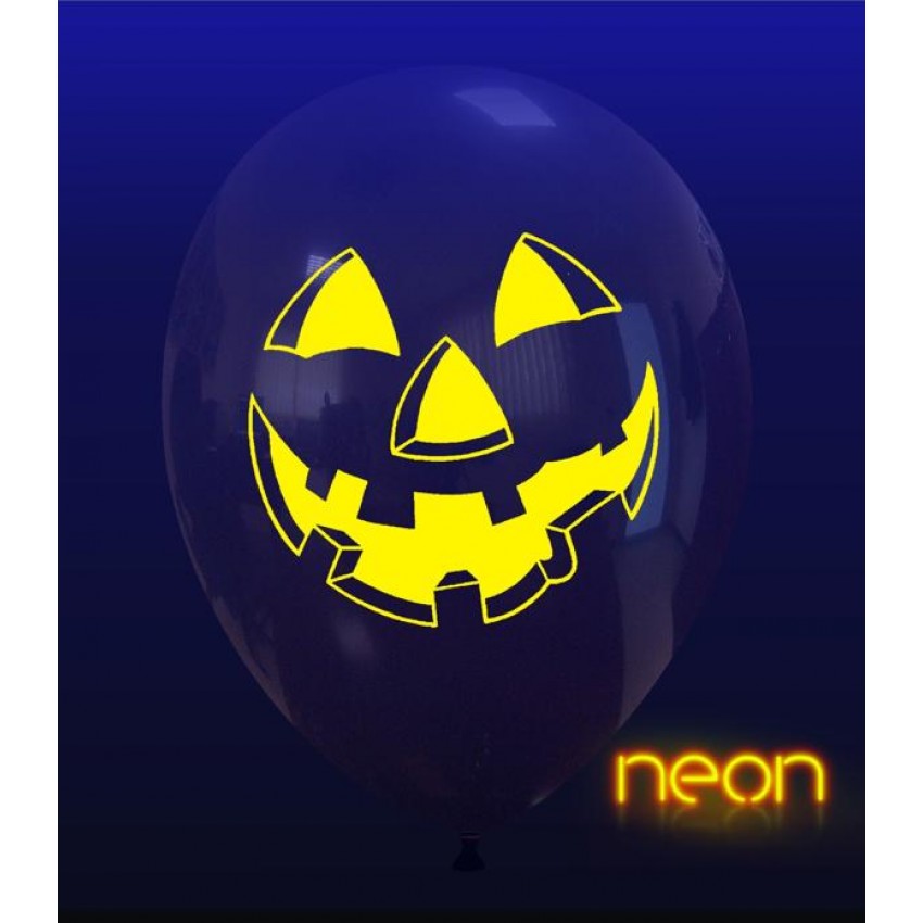 Palloncini Decorati 12" Faccia Zucca Neon